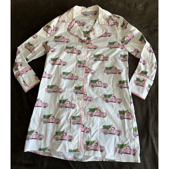 NWT Toss Designs Pink Truck Christmas Tree Nightshirt Pajamas Mark Graham S/M - Picture 1 of 8
